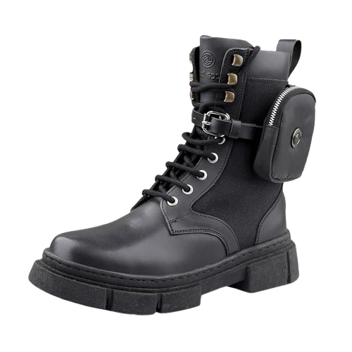 black boot with outside atach pocit